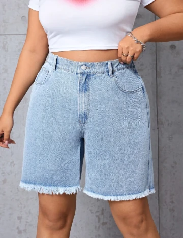 Pantaloni scurti SHEIN CURVE, albastru denim Albastru