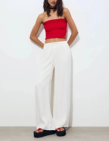 Pantaloni Pull&Bear, alb