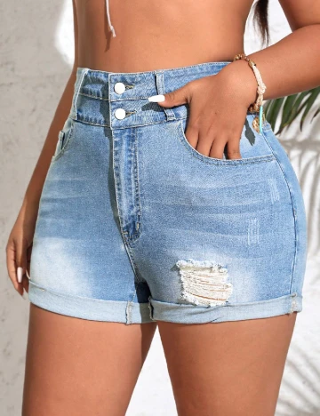 Pantaloni scurti SHEIN CURVE, albastru Albastru