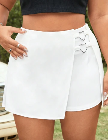 Fusta pantalon SHEIN CURVE, alb Alb