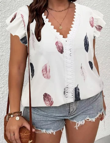 Bluza SHEIN CURVE, alb Alb