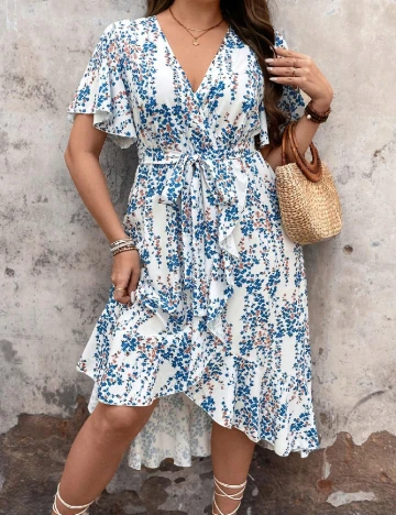 Rochie medie SHEIN CURVE, floral print Floral print