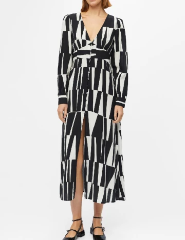 Rochie lunga Object, alb/negru