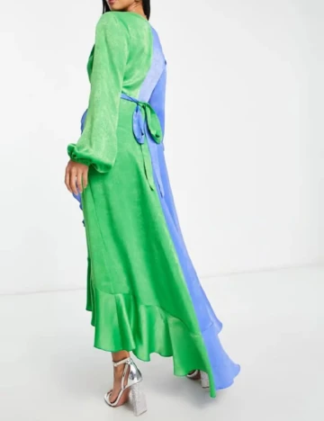 Rochie lunga Flounce London, albastru/verde