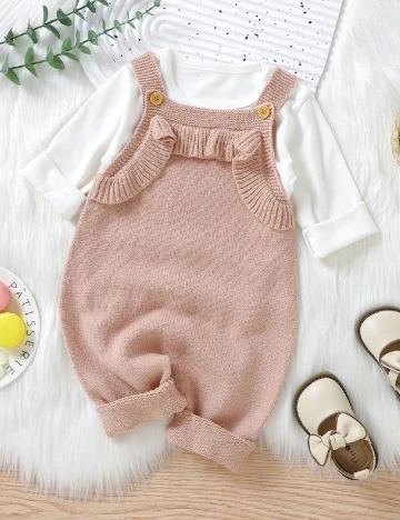 Salopeta Shein Kids, roz pudra