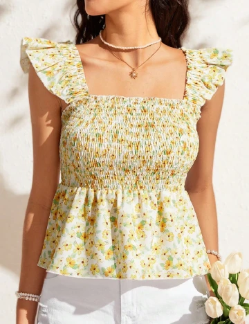 Top SHEIN, floral Floral print