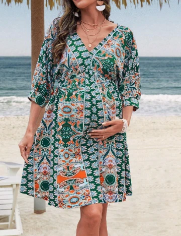 Rochie scurta SHEIN Maternity, verde