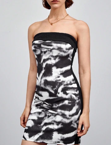 Rochie scurta SHEIN, negru/alb Negru