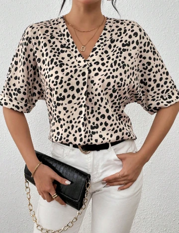 Bluza SHEIN, crem/negru