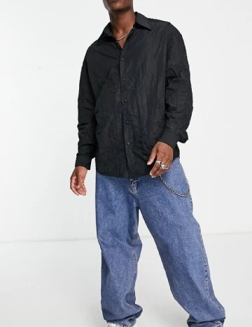 Camasa Oversize ASOS, negru Negru
