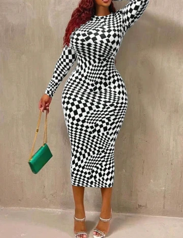 Rochie medie SHEIN CURVE, alb/negru Alb