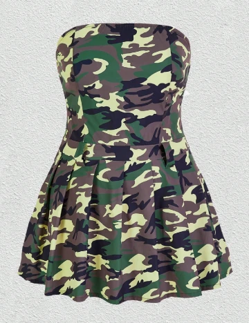 Rochie scurta SHEIN CURVE, verde/maro Verde