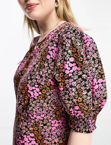 Rochie medie Simply Be Plus Size, floral print Floral print