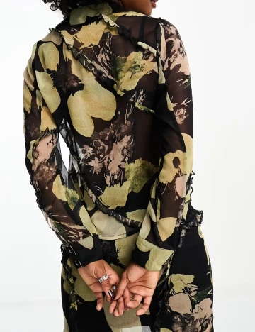 Camasa ASOS, negru/verde