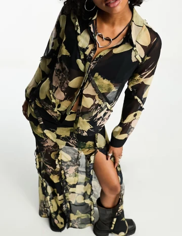 Camasa ASOS, negru/verde
