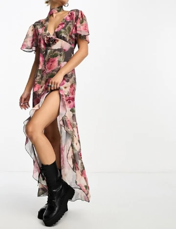 Rochie lunga Sisters of the tribe, floral print Floral print