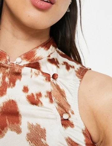 Rochie scurta Reclaimed Vintage, crem/maro Maro