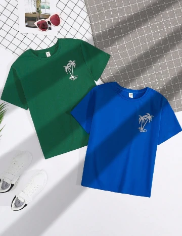 Set Tricouri 2 bucati Shein Kids, mix culori