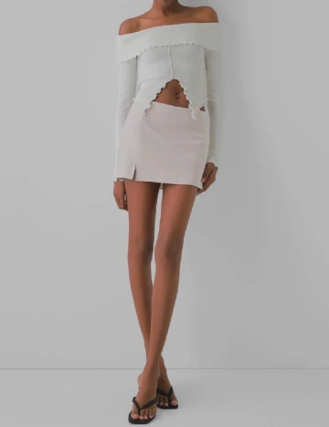 Fusta pantalon Bershka, gri deschis