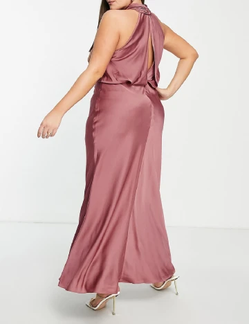 Rochie lunga ASOS Curve, roz pudra inchis Roz