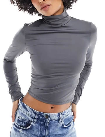 Top Stradivarius Teen, gri Gri