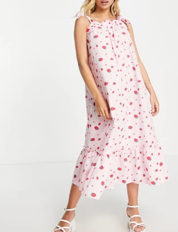 Rochie lunga Pieces, roz Roz