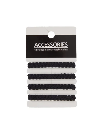 Set elastice de par 4 bucati ACTION, negru Negru