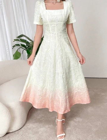 Rochie lunga SHEIN, ecru/piersica Alb