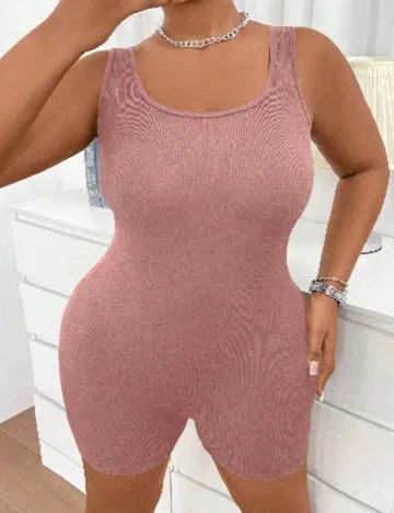 Salopeta SHEIN CURVE, roz pudra