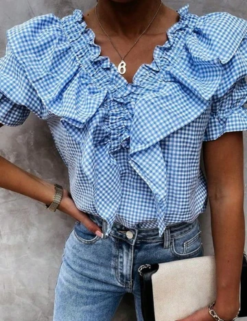 Bluza SHEIN, albastru Alb