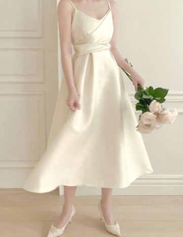 Rochie medie Dazy, galben deschis