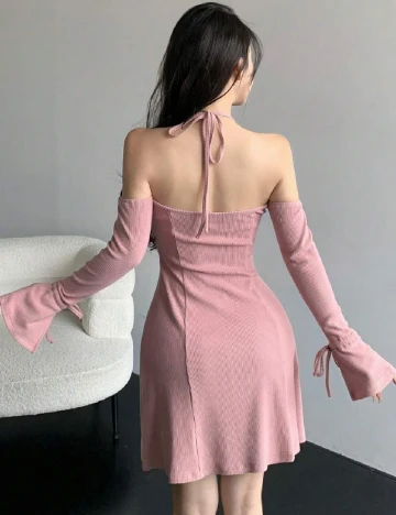 Rochie scurta Dazy, roz pudra Roz