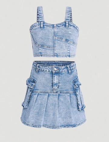 Compleu Shein Kids, albastru Albastru