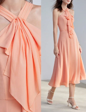 Rochie medie MOTF, piersica