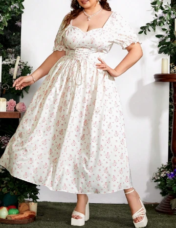 Rochie lunga SHEIN CURVE, floral print