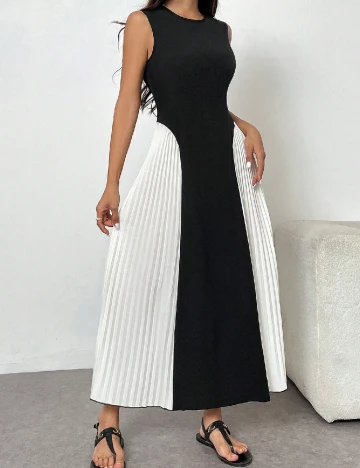 Rochie lunga SHEIN, negru/alb