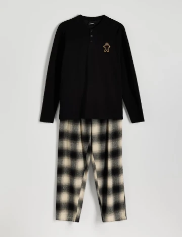 Pijama Reserved, negru Negru