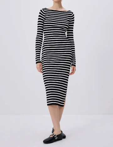 Rochie medie Reserved, alb/negru