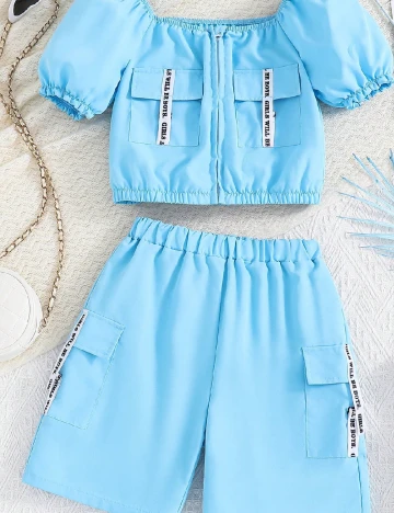 Compleu Shein Kids, albastru Albastru