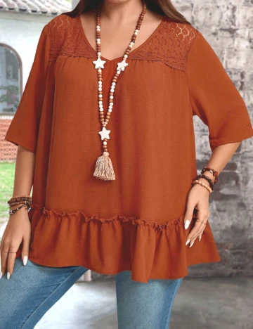 Bluza Emery Rose Curve, caramiziu