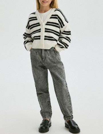 
						Cardigan Reserved, alb/negru