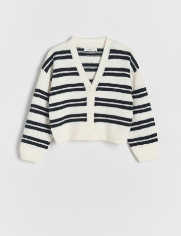 Cardigan Reserved, alb/negru