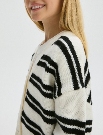 Cardigan Reserved, alb/negru