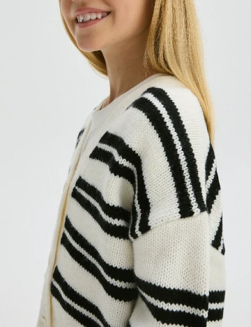 Cardigan Reserved, alb/negru