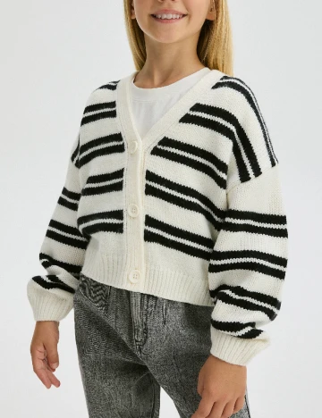 Cardigan Reserved, alb/negru