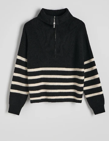 Pulover Reserved, negru/alb