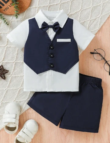 Costum Shein Kids, albastru Albastru