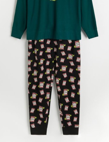Pijama Reserved, verde/negru