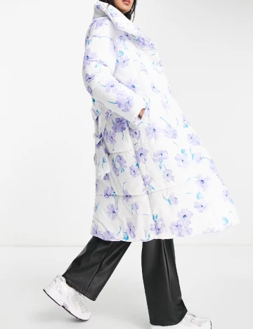 Geaca Oversize Neon Rose, alb
