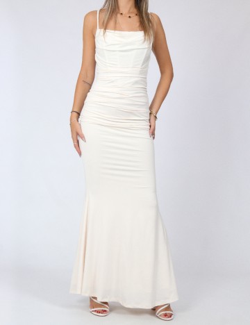 Rochie lunga Parthea, ecru
